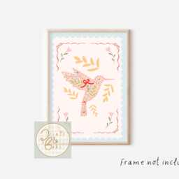 Set Of 2 Personalised Initial & Hummingbird Prints For Girls Bedroom, Nursery Or Playroom - Prints Only - thumbnail 2