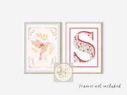 Set Of 2 Personalised Initial & Hummingbird Prints For Girls Bedroom, Nursery Or Playroom - Prints Only - thumbnail 1