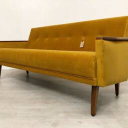 Danish Vintage Model 55 Velvet Mid Century 50S 60S 3 Seat Lounge Sofa Saffron - thumbnail 4