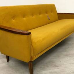 Danish Vintage Model 55 Velvet Mid Century 50S 60S 3 Seat Lounge Sofa Saffron - thumbnail 2