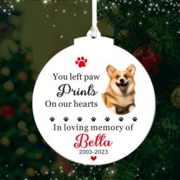 Personalised Dog Memorial Christmas Tree Decorations Pet Baubles Gifts Custom Clear Acrylic Hanging Xmas Bereavement - thumbnail 2