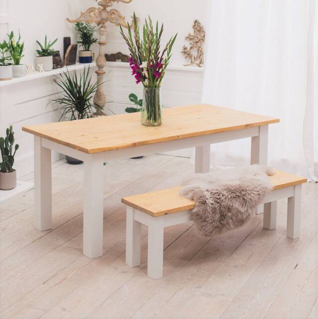 Dairy Dining Table With Benches - Rustic Handmade Made in The UK - image 1