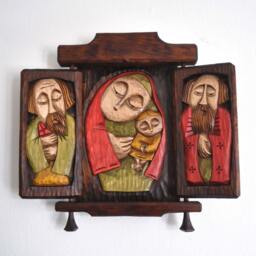 Triptych Carved Sculpture - thumbnail 1