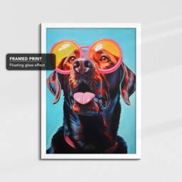 Fun Labrador Wearing Pink Glasses Painting Framed Poster Print & Canvas Wall Decor Art Bedroom Home Interior Funny Dog Lover Gift - thumbnail 3