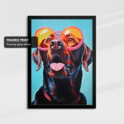 Fun Labrador Wearing Pink Glasses Painting Framed Poster Print & Canvas Wall Decor Art Bedroom Home Interior Funny Dog Lover Gift - thumbnail 2