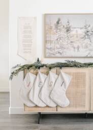 Personalized Christmas Stocking, Custom Minimal Linen Stockings, Farmhouse Decor, Patchwork, Neutral Scandinavian Heirloom Gift