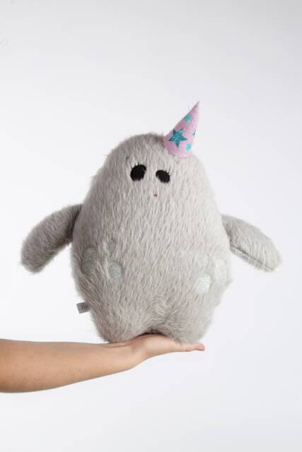 Hairy Monster Shaped Embroidered Cushion, Little Circus - Les Singuliers Collection Caro & Zolie - image 1