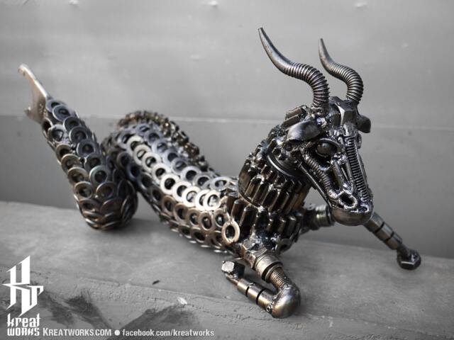 Recycled Metal Capricorn - Small Item - Zodiac Astrology Sign Sea-Goat December January Earth - image 1
