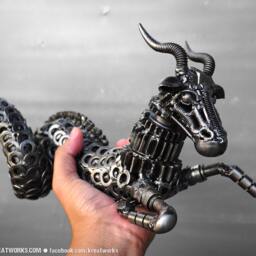 Recycled Metal Capricorn - Small Item - Zodiac Astrology Sign Sea-Goat December January Earth - thumbnail 4