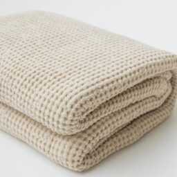 Vanilla Waffle Linen Blanket - Soft Neutral Bed Throw For Queen Or King Natural Bedspread Summer & Minimalist Interiors - thumbnail 3