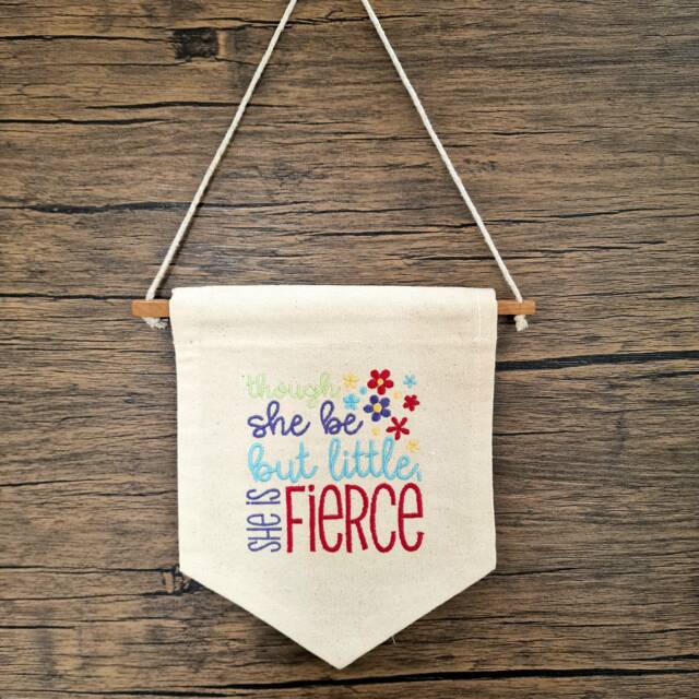Embroidered Nursery Pennant Flag She Is Fierce Girls Room Decor - image 1