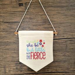 Embroidered Nursery Pennant Flag She Is Fierce Girls Room Decor - thumbnail 1