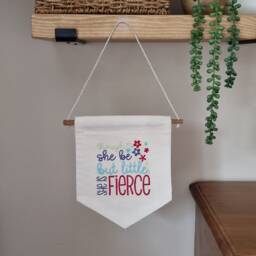Embroidered Nursery Pennant Flag She Is Fierce Girls Room Decor - thumbnail 2