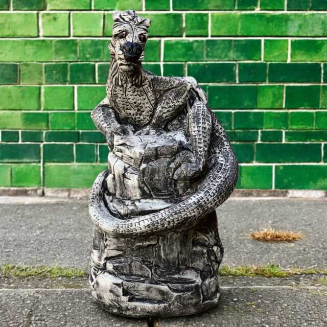 Concrete Winged Dragon Statue Stone Fantasy Creature Figure Sitting On Rock Sculpture Outdoor Garden Ornament Cement Yard Decor Gift - image 1
