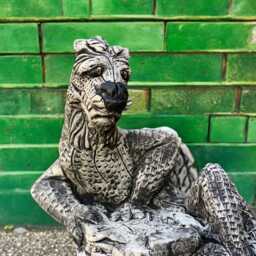 Concrete Winged Dragon Statue Stone Fantasy Creature Figure Sitting On Rock Sculpture Outdoor Garden Ornament Cement Yard Decor Gift - thumbnail 3