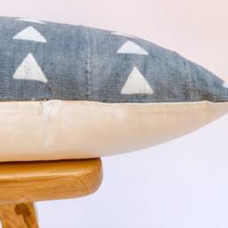 Extra Long Lumbar Pillow, African Blue Grey Mudcloth Bolster Pillow Cover 14x36, Sofa Cushion Throw - thumbnail 3