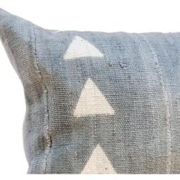 Extra Long Lumbar Pillow, African Blue Grey Mudcloth Bolster Pillow Cover 14x36, Sofa Cushion Throw - thumbnail 2