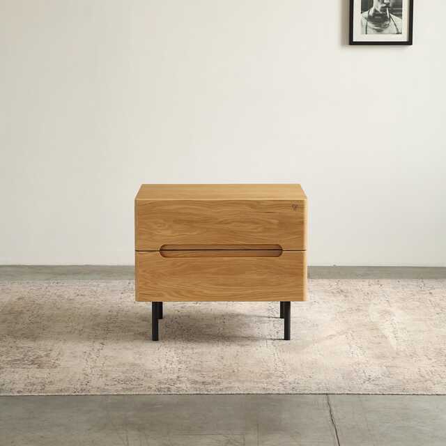 Wolke Oak Nightstand Solid Wood Furniture With Two Drawers, Modern Bedroom & Home Decor - image 1