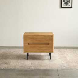 Wolke Oak Nightstand Solid Wood Furniture With Two Drawers, Modern Bedroom & Home Decor - thumbnail 1