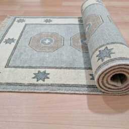 Hand Knotted Wool Runner, Modern Turkish Carpet, Soft Sky Blue/Ivory, Home Decor Rug - thumbnail 4