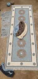 Hand Knotted Wool Runner, Modern Turkish Carpet, Soft Sky Blue/Ivory, Home Decor Rug - thumbnail 1