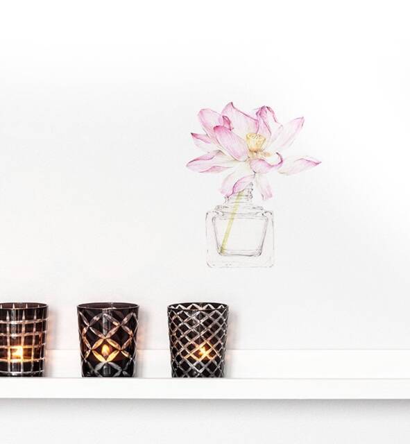 Lotus Flower in Vase Wall Sticker Decal - Illustration Stickers, Animals Decals, Home Decor, Illustrations