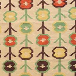 Handmade Swedish Kilim Rug Scandinavian Floral Wool Rug - thumbnail 3