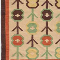 Handmade Swedish Kilim Rug Scandinavian Floral Wool Rug - thumbnail 2