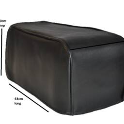 Black Modern Style Pair Of Faux Leather Chair Sofa Arm Cap Protectors Wipe Clean - thumbnail 3