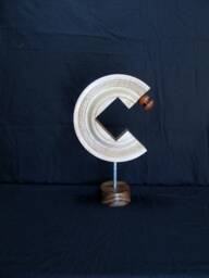 Sculpture Art Lathe Turned Circle Square Sphere Arrow Small Freestanding Wood Wooden Carved