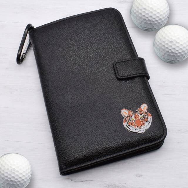 Tiger Design - Personalised Leatherette Golf Organiser Complete With Divot Repairer, Marker, Tees, Scorecard & Pencils - image 1