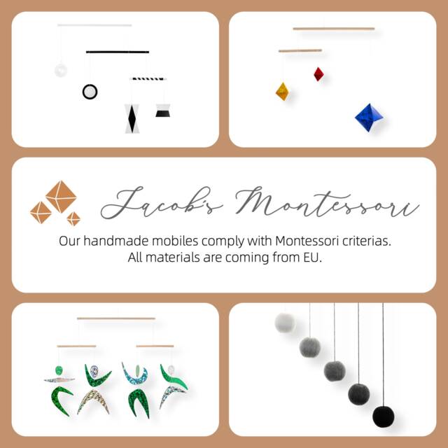 Montessori Mobile Set Of 4 - Munari, Gobbi, Octahedron & Dancers For Newborn Visual Development Nursery Decor - image 1