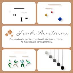 Montessori Mobile Set Of 4 - Munari, Gobbi, Octahedron & Dancers For Newborn Visual Development Nursery Decor
