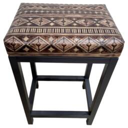 Counter Stool/Bar Genuine Leather Aztec Embossed - Various Seat Heights - Sold Individually V2 Fp - thumbnail 3