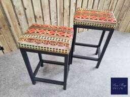Counter Stool/Bar Genuine Leather Aztec Embossed - Various Seat Heights - Sold Individually V2 Fp