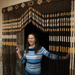 Handmade Wooden Beaded Door Curtain Boho Decor - thumbnail 2