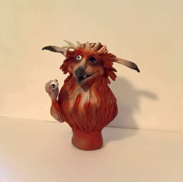 Labyrinth - Firey. Handmade Polymer Clay Action Figure. Unique Collectible