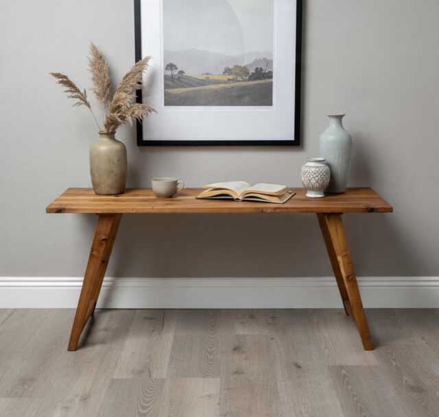 Reclaimed Teak Wood Dining Table Rustic Kitchen Table With Tapered Legs - image 1