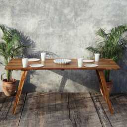 Reclaimed Teak Wood Dining Table Rustic Kitchen Table With Tapered Legs - thumbnail 2