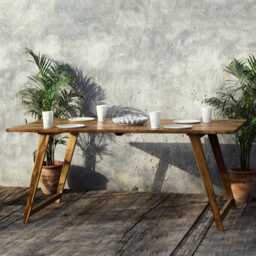 Reclaimed Teak Wood Dining Table Rustic Kitchen Table With Tapered Legs - thumbnail 3