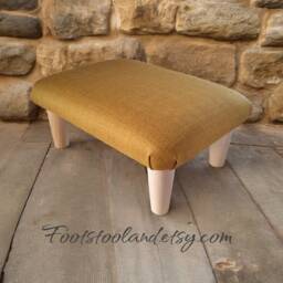 Handmade Upholstered Footstool Ottoman Small Solid Stool, Up 26 cm Tall - thumbnail 4
