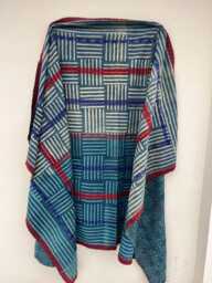 Artisan Patchwork Kantha Quilt Reversible Block Print Cotton Handmade Bedspread Throw - thumbnail 1