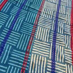 Artisan Patchwork Kantha Quilt Reversible Block Print Cotton Handmade Bedspread Throw - thumbnail 3
