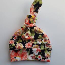 Swaddle Blanket & Newborn Hat Or Headband Set. Girl Take Home Black Floral Baby Shower Gift. Photo Prop - thumbnail 4