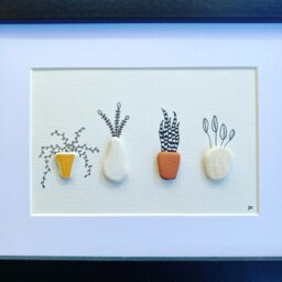 Sea Pottery Flower Wall Art - Framed Botanical Picture Handmade in Cornwall - thumbnail 2