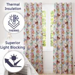 Kawaii Ice Cream Cone Popsicle Sweet Dessert Seamless Pattern Readymade Eyelet Ring Top Thermal 100% Blackout Curtains - thumbnail 3