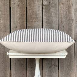 1 Modern Farmhouse Striped Pillow Cover Faux Leather Accent - Woven Stripe Cream Backing Zipper Closure Choose Your Color - thumbnail 4
