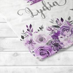 Floral Personalized Baby Girl Blanket, Name Newborn Hospital Shower Gift, Monogrammed Crib Blanket - thumbnail 2