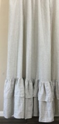 Grey & White Striped Shower Curtain With Double Mermaid Ruffles, Enchantingly Ravishing Mildew-Free, 72x72, 72x85, 72x94, Or Custom Size - thumbnail 3