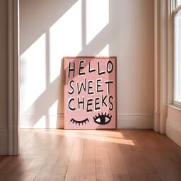 Hello Sweet Cheeks Unframed Print - Bathroom Poster Funny Art Toilet Decor Wall - thumbnail 1
